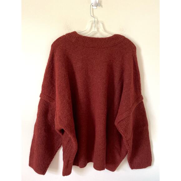 Madewell Cable Alpaca Wool Crew Pullover Sweater Rust Orange Size 3X Plus NEW - Picture 3 of 9